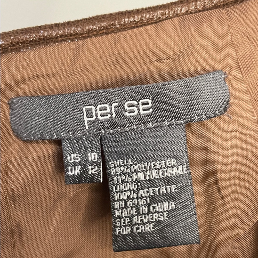 Per Se by Carlisle Brown Shimmer Faux Suede Textured Scale Pattern Skirt Sz. 10 - Picture 8 of 8